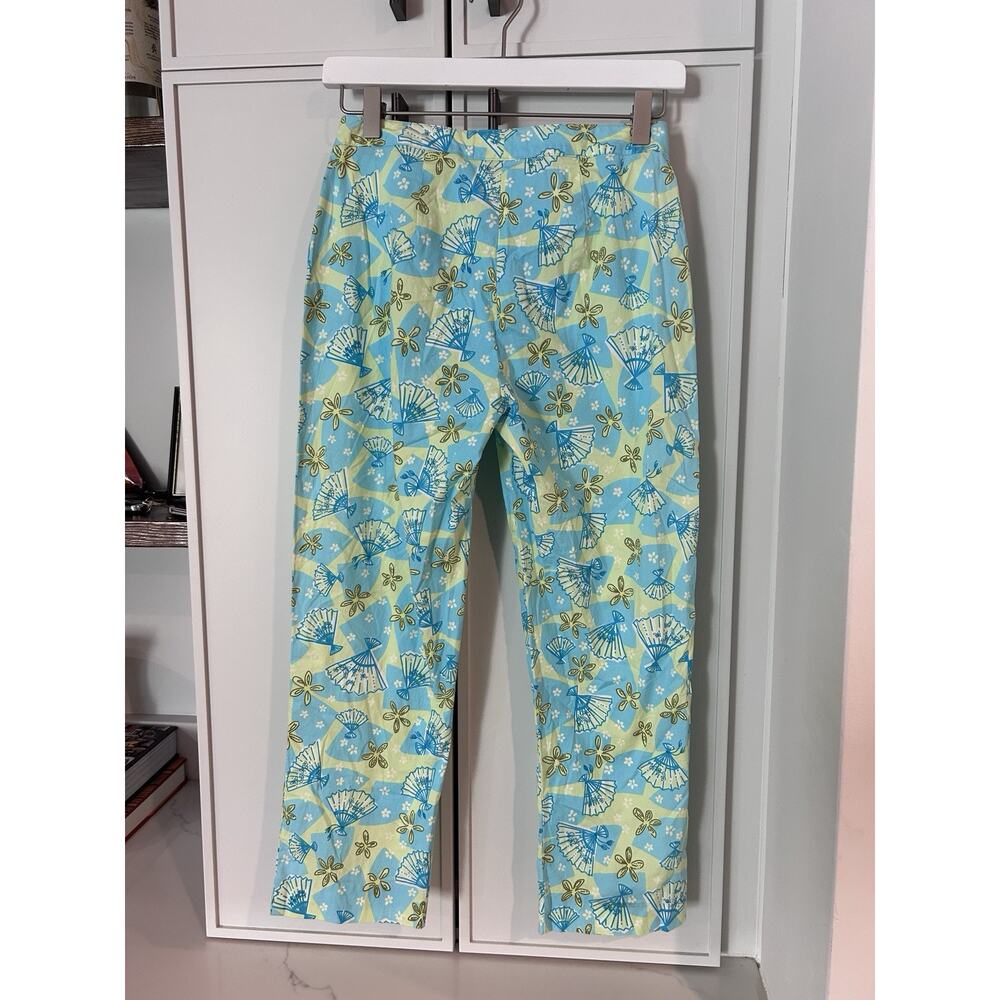 Lilly Pulitzer Women’s Capri Pants Size‎ 0 Blue Fan Japanese Lightweight #1481 - Picture 5 of 6